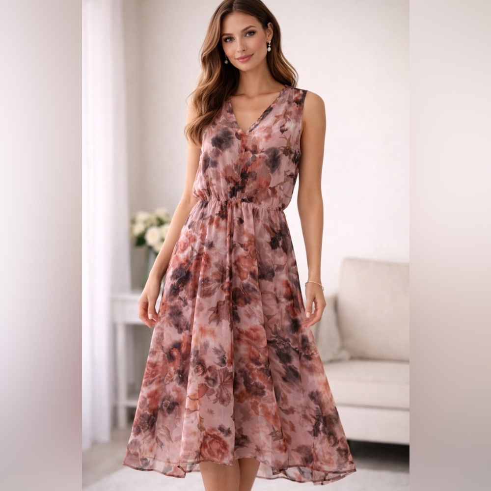 Vera Wang Sheer Pink Floral Size Small
